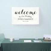 の結婚Welcome Sign with エレガント Black Script 横断幕 (トレードショー)