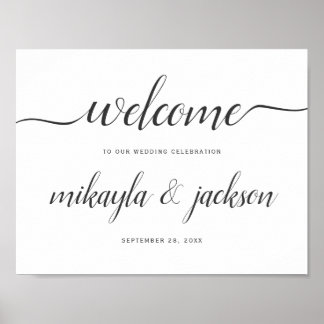 の結婚Welcome Sign with モダン Black Script ポスター