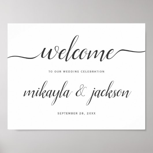 の結婚Welcome Sign with モダン Black Script ポスター (正面)