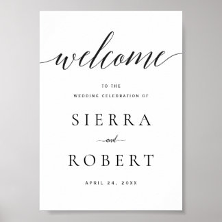 の結婚Welcome Sign with True Black Script ポスター