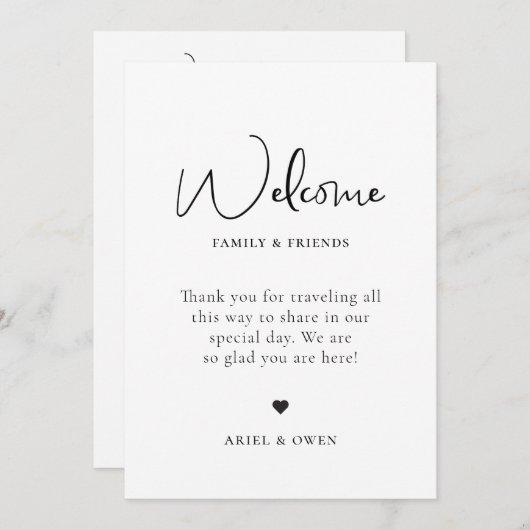 の結婚Welcome Weekend Timeline プログラム (正面/裏面)