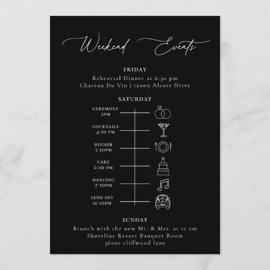 の結婚Welcome Weekend Timeline プログラム (裏面)