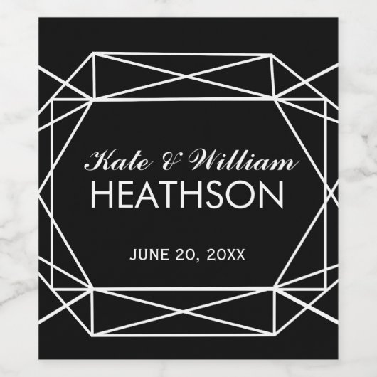 の結婚WINEジオメト結婚リのワきらめくインラボ ワインラベル (シングルラベル)