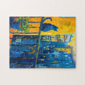 の絵を描のバルコニーの手すりの街を見て ジグソーパズル (横)