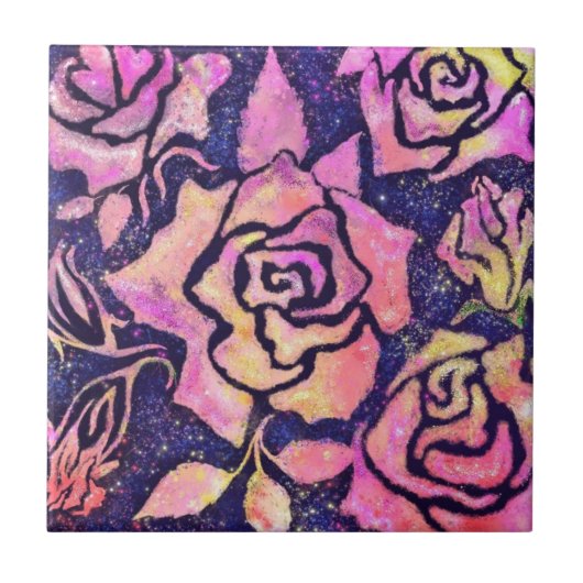 の絵を描バラセラミックタイル タイル (正面)