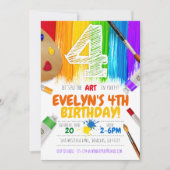 の絵を描パーティの招待状、Art Birthday Party - 4 招待状 (正面)
