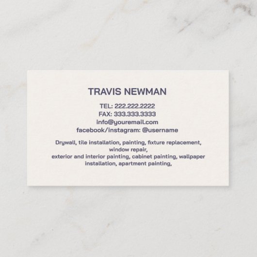 の絵を描工具大工の工具木工工具 名刺 (裏面)