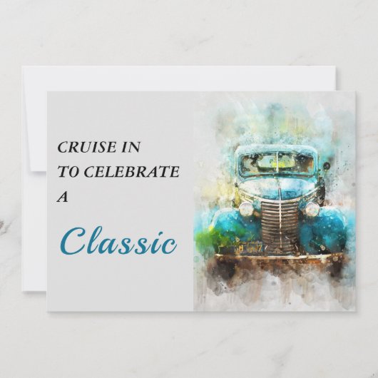 の絵を描旧トラック誕生日招待状 招待状 (正面)