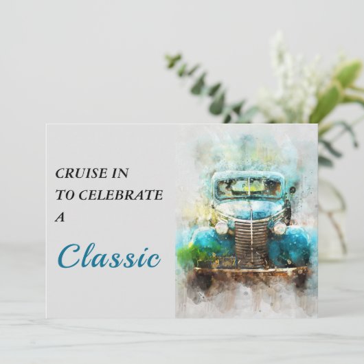 の絵を描旧トラック誕生日招待状 招待状 (スタンド正面)