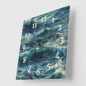 の絵を描海が青く浮く スクエア壁時計 (傾斜)