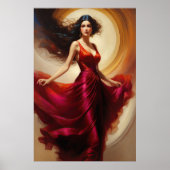 の絵を描美しい女性素晴らし赤いドレスIV ポスター (正面)