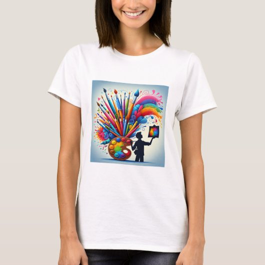 の絵を描虹のカラフルTシャツ Tシャツ (正面)