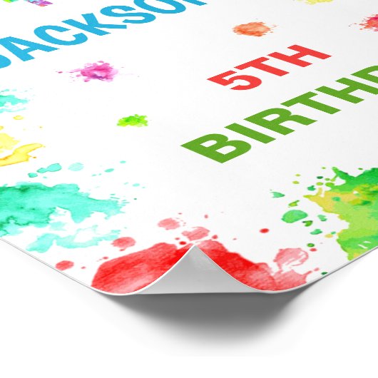 の絵を描誕生日パーティー歓迎サイン ポスター (角)