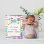 の絵を描誕生日写真招待状 招待状 (スタンド正面)