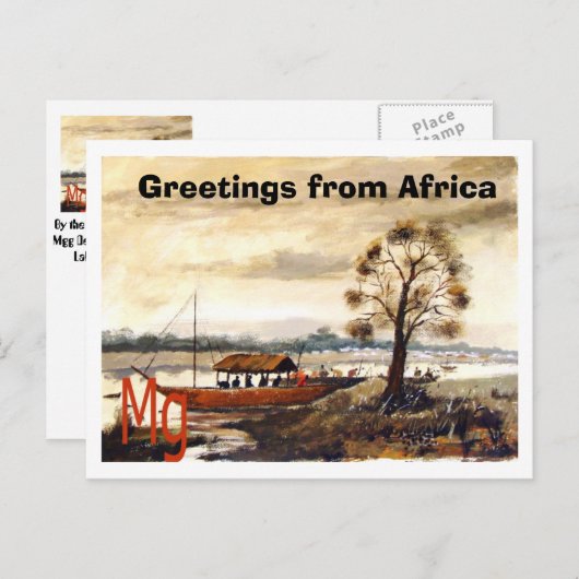 の絵を描7コピー、アフリカからの挨拶 ポストカード (正面/裏面)