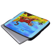 の絵画イラストレーションの飛んでいる虎と鳥 ラップトップスリーブ (正面下部)