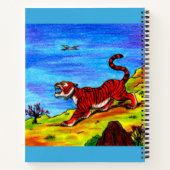 の絵画イラストレーションタイガーとバ飛んでいるード自然 ノートブック (裏面)