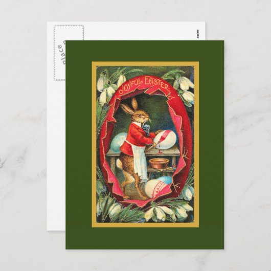 の絵画イースター卵レッドヴィンテージイースター シーズンポストカード (正面/裏面)