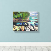 の絵画クラシック、海に船を持つ風景 キャンバスプリント (インサイチュ (ウッドフロア))