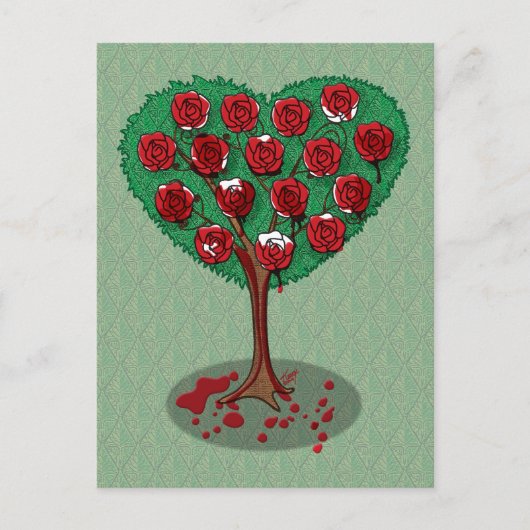 の絵画バラ赤葉書 ポストカード (正面)