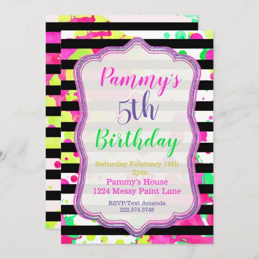 の絵画パーティの招待状，アートパーティー,招待状 招待状 (正面/裏面)