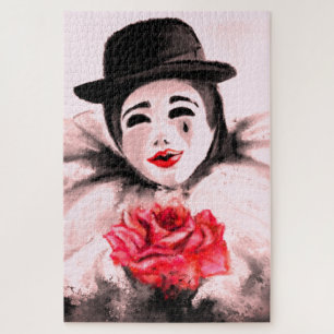 の絵画ピエロとバラとのパズル ジグソーパズル