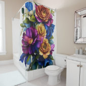 の絵画フローラスプレーの色の背景 シャワーカーテン (インサイチュ)