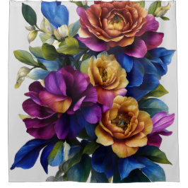 の絵画フローラスプレーの色の背景 シャワーカーテン