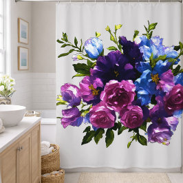 の絵画フローラスプレーの色の背景 シャワーカーテン