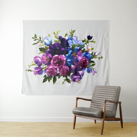の絵画フローラスプレーの色の背景 タペストリー (インサイチュ(横))