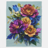 の絵画フローラスプレーの色の背景 フリースブランケット (正面)