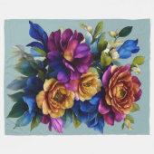 の絵画フローラスプレーの色の背景 フリースブランケット (正面(横))