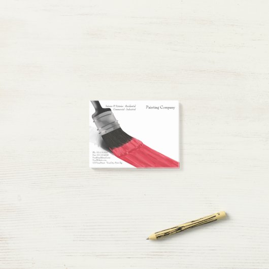 の絵画ブラシの赤い色 – Post-it® Notes ポストイット (デスク上)