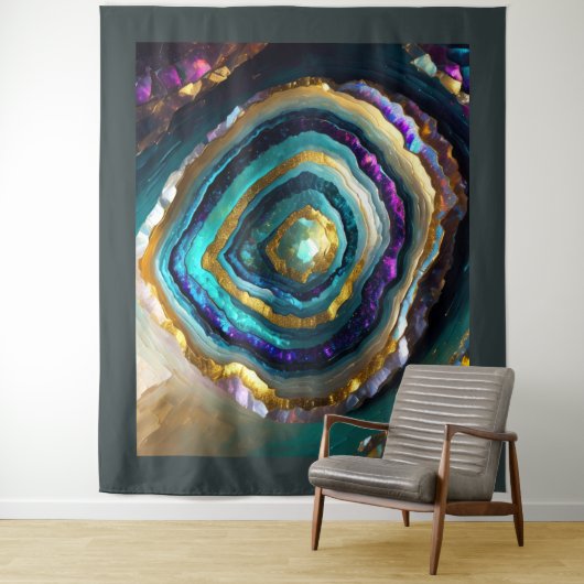 の絵画ブルーパープルアメジストGeode金ゴールド タペストリー (インサイチュ)
