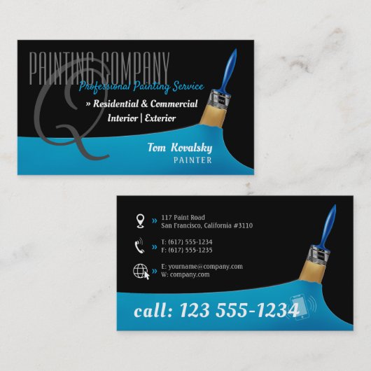 の絵画会社 |プロフェッショナルスカイブルー 名刺 (正面/裏面)