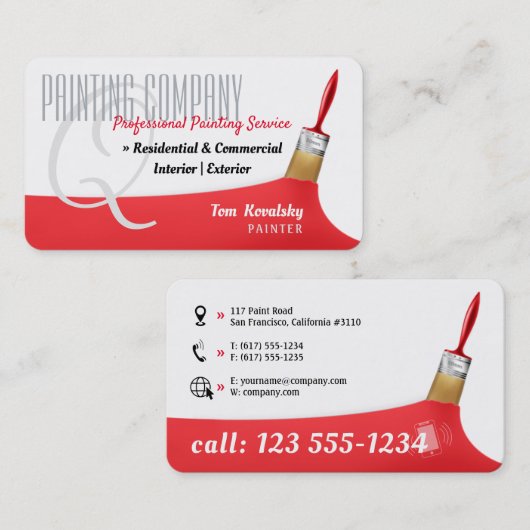 の絵画会社 |プロフェッショナル赤 名刺 (正面/裏面)