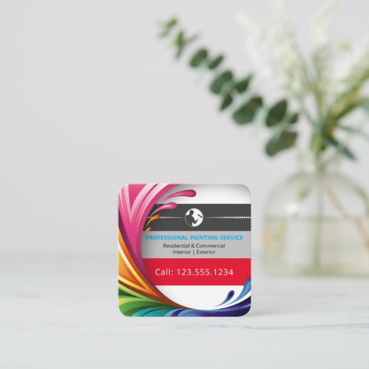 の絵画会社 |プロフェッショナル カラフル スクエア名刺 (スタンド正面)