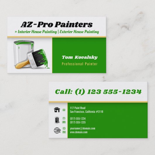 の絵画会社 | AZ-Proペインターズグリーン 名刺 (正面/裏面)