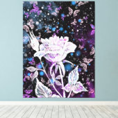 の絵画冬のバラと蝶のキャンバス印刷 キャンバスプリント (インサイチュ (ウッドフロア))