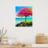 の絵画展示美しいと木の威厳 ポスター (キッチン)