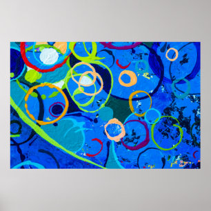 の絵画抽象芸術アート油とアクリルカラーon can ポスター
