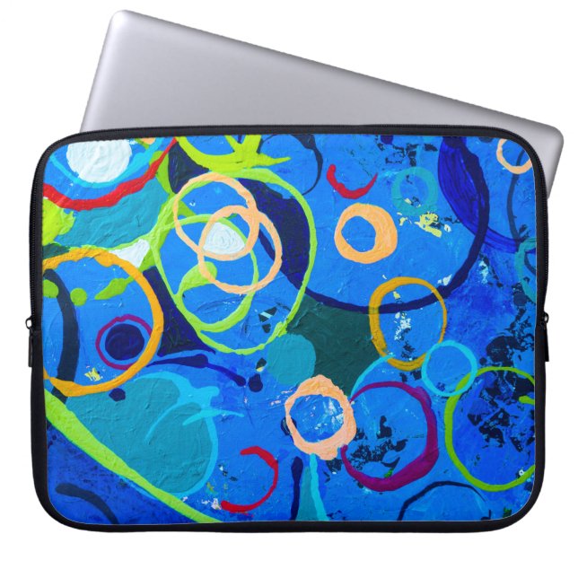 の絵画抽象芸術アート油とアクリルカラーon can ラップトップスリーブ (正面)