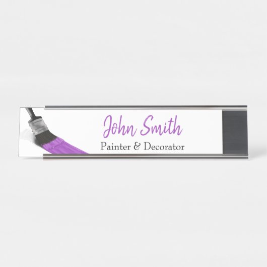 の絵画画家サービス会社ブラシパープル デスクネームプレート (正面)