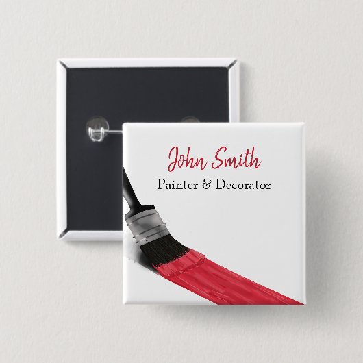 の絵画画家サービス会社ブラシレッド 缶バッジ (正面&裏面)