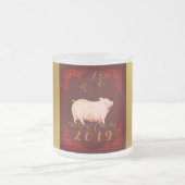 の絵画竹中国の枠ぶた年2019 F Mug フロストグラスマグカップ (中央)