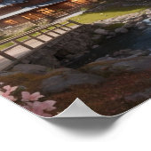 の絵画素晴らしい日本の桜と川 ポスター (角)