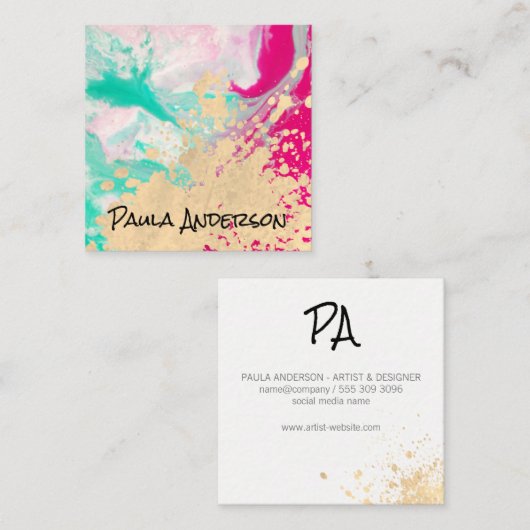 の絵画表現力に富んモダンだ スクエア名刺 (正面/裏面)