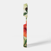 の絵画赤い白いケシ iPhoneケース (右側面)