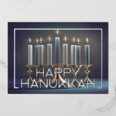 の絵画（ユダヤ教）メノラーエレガント金ゴールド青 箔シーズンカード (正面)