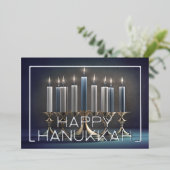 の絵画（ユダヤ教）メノラーエレガント金ゴールド青 箔シーズンカード (立ち正面)